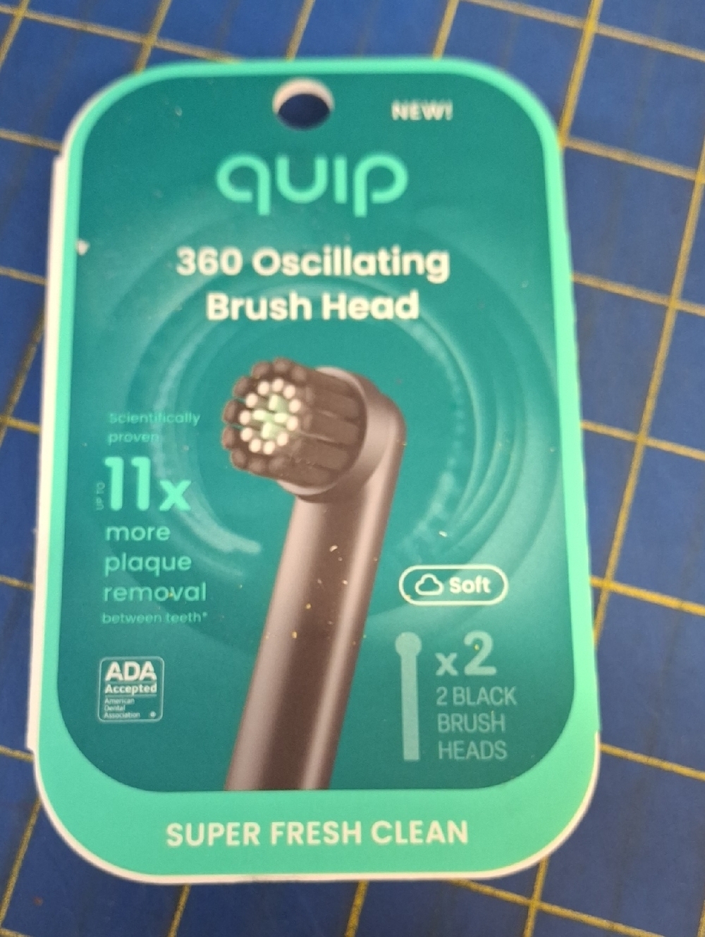 Quip 360 Oscillating Brush Head - Black (2 Pack) New Sealed